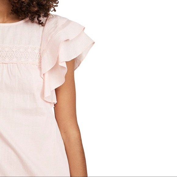 Rebecca Minkoff Pink Ilana Short Flutter Sleeve Crochet Trim Tiered Mini Dress - Picture 4 of 14